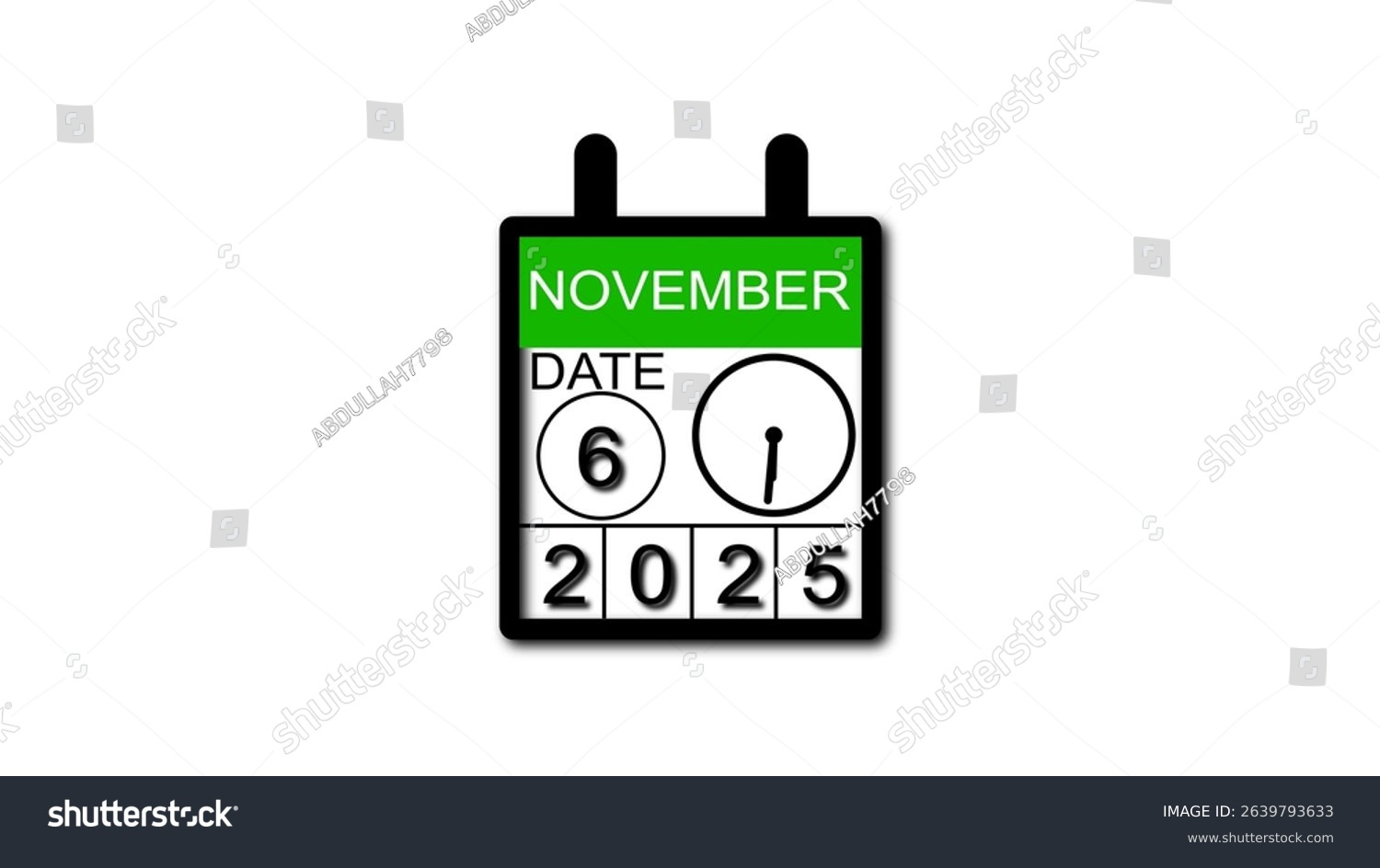 November 6 Date 2025 Illustration 4K: Stockillustration 2639793633 regarding November 6 2025 Calendar