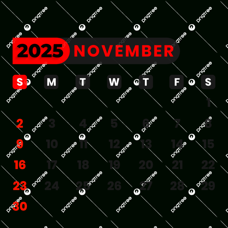 November 2025 Calendar Transparent Background November 2025 Calendar Transparent Background