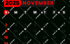 November Calendar 2025 Vector, November, Calendar 2025, Calendar within November 2025 Calendar Black Background
