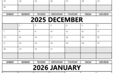 November December 2025 January 2026 Calendar Printable – Template for Calendar November December 2025 January 2026