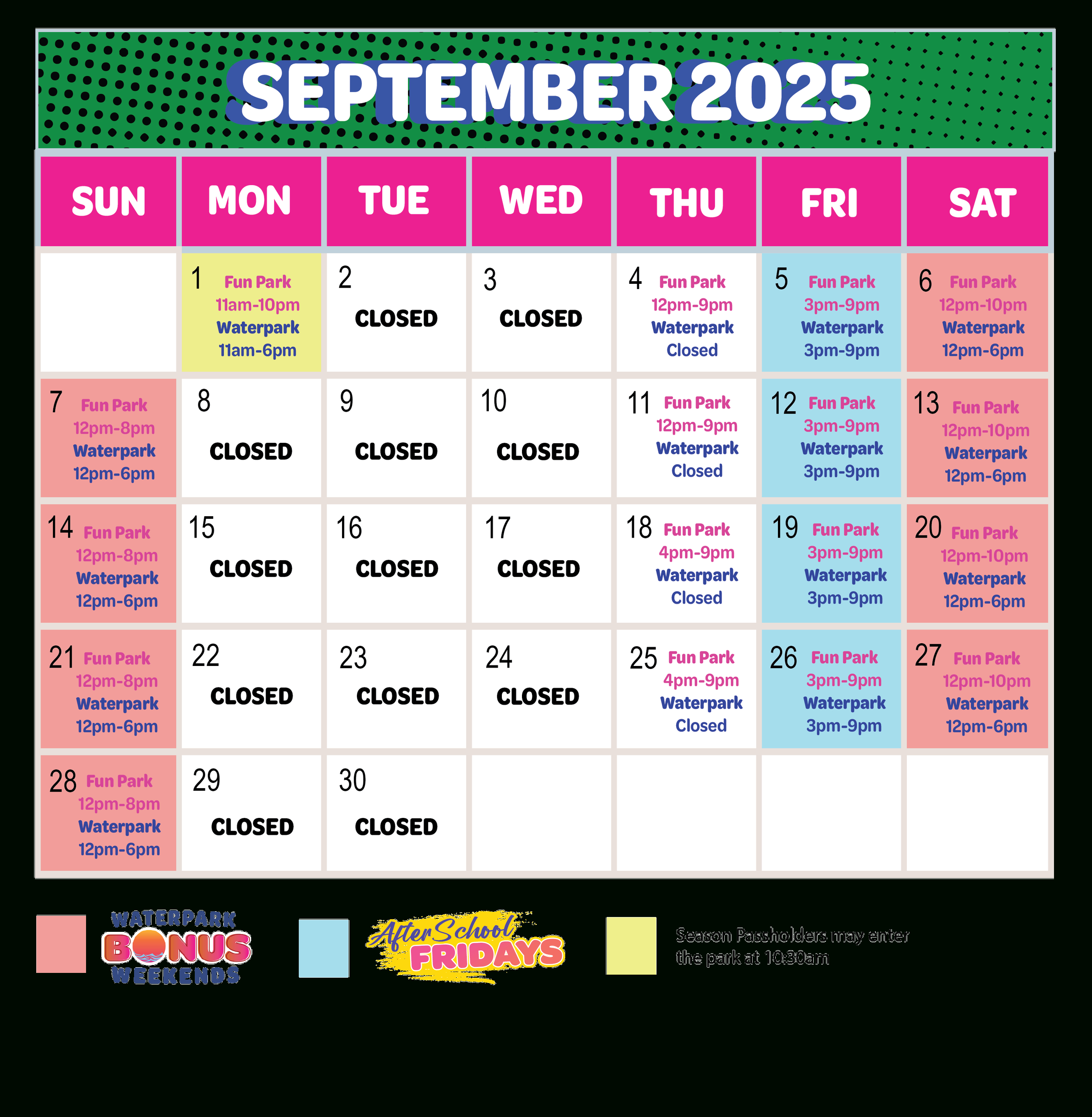 Park Hours — Daytona Lagoon for Daytona Beach Calendar Of Events 2025 November