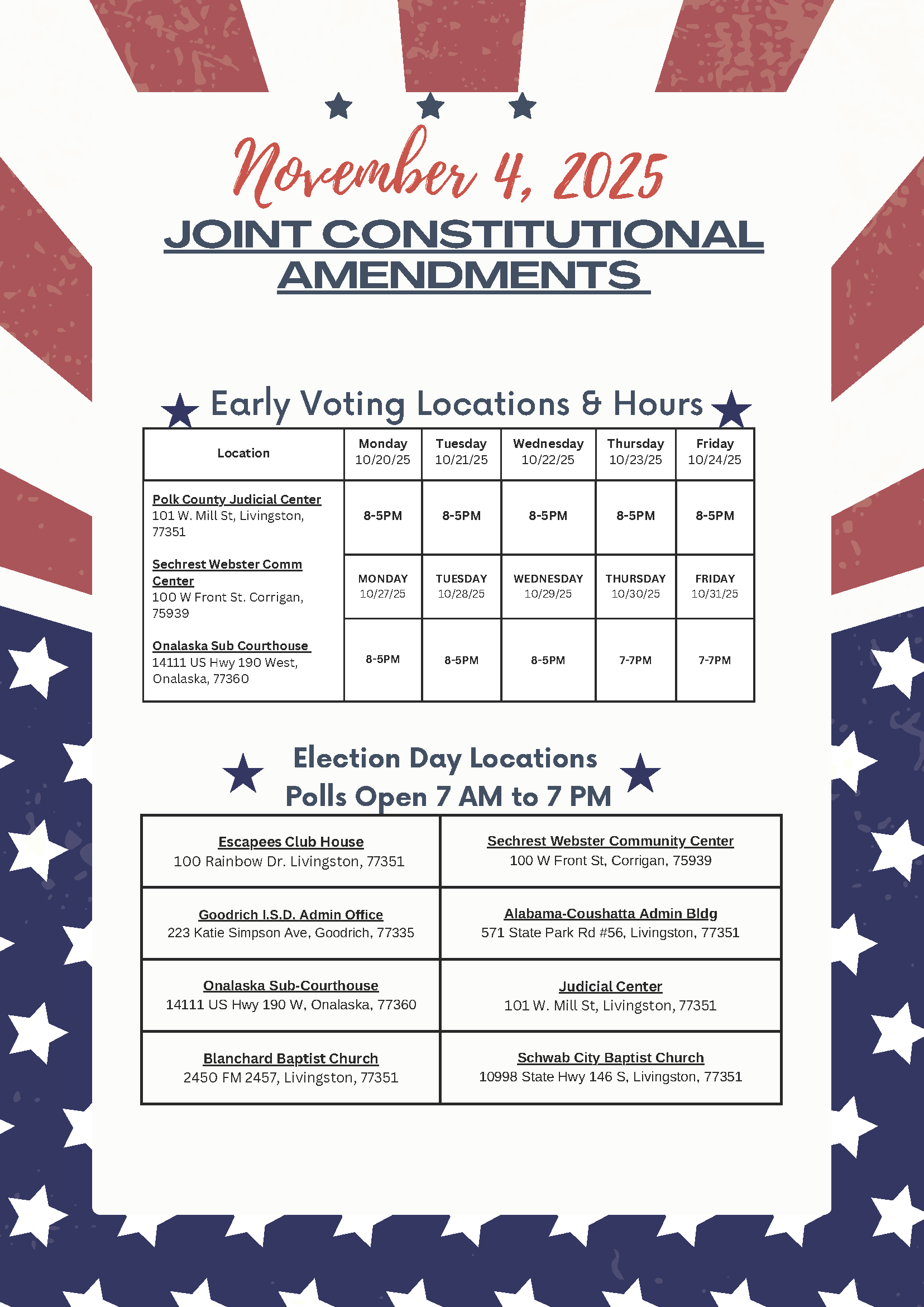 Polk County, Texas with regard to November 4 2025 Election Law Calendar