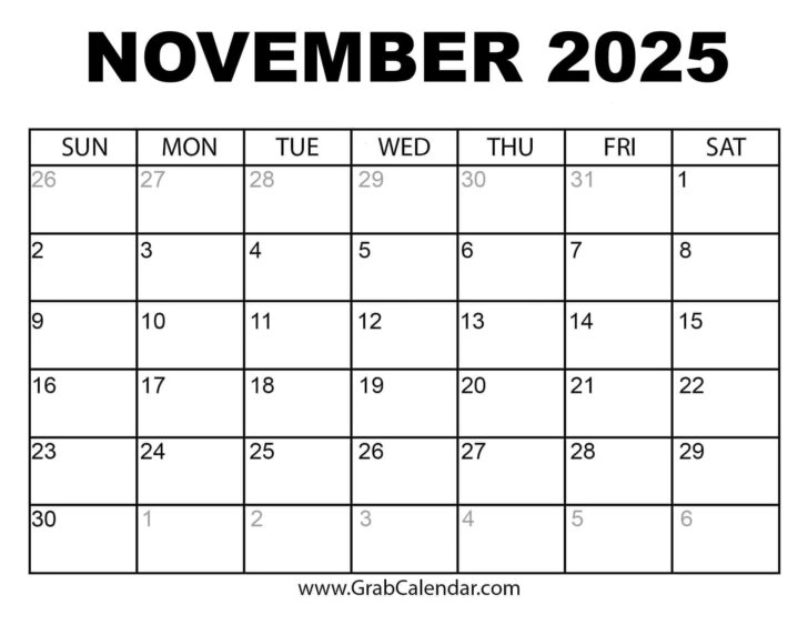 Free Printable 2025 November Calendar