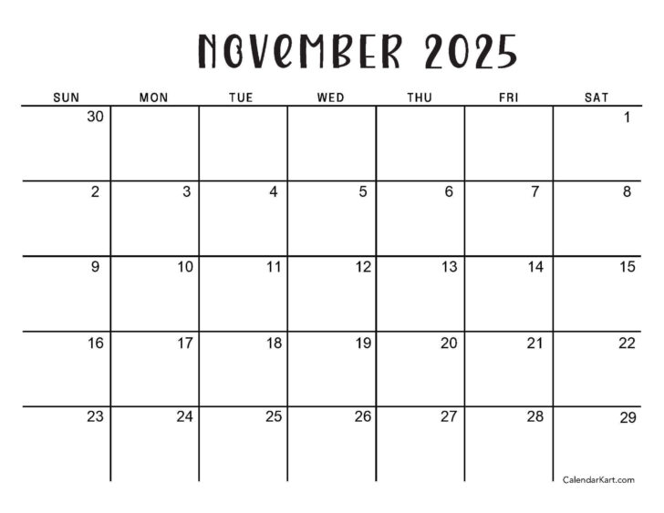 November Calendar 2025 Sunday Start November Calendar 2025 Sunday Start
