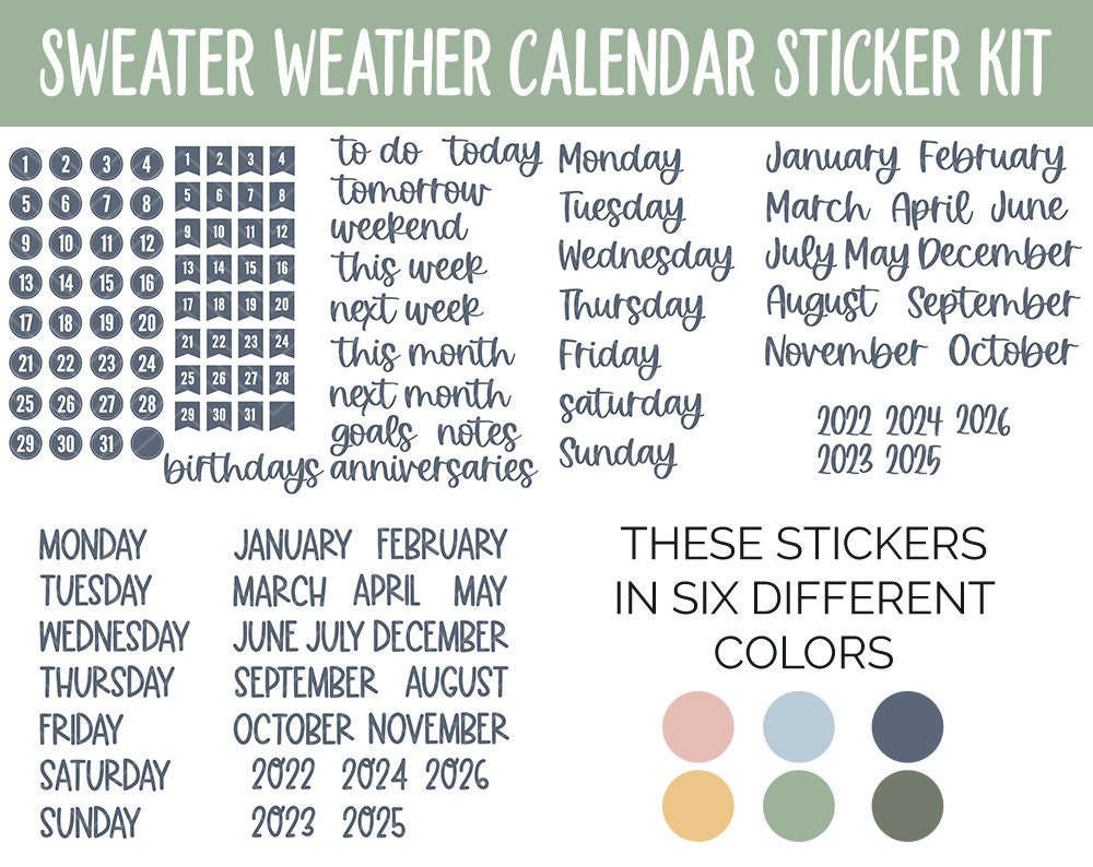 Pullover Wetter Kalender Essentials Digitale Planner Aufkleber in November Weather Calendar 2025