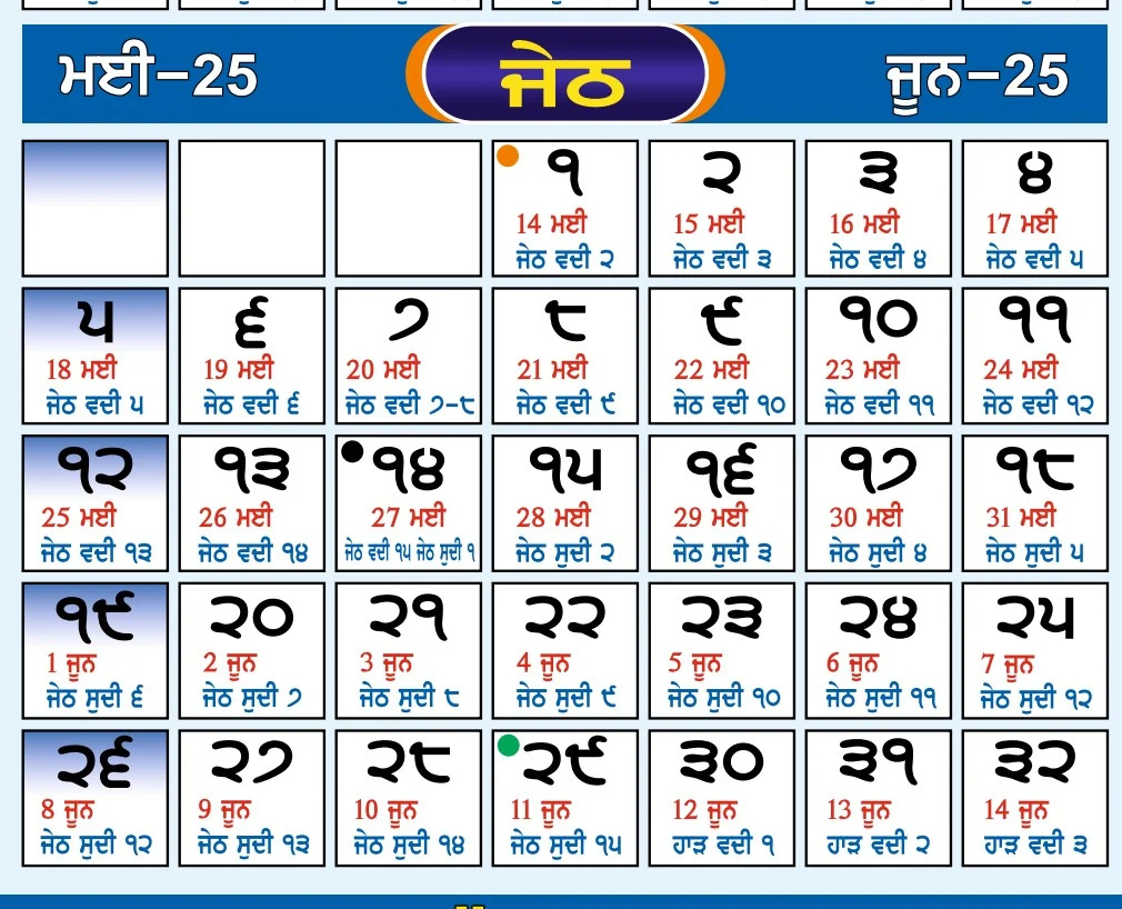 Punjab News Online: Nanakshahi Calendar 2025-26, Bandi Chhor Divas throughout Nanakshahi Calendar 2025 November
