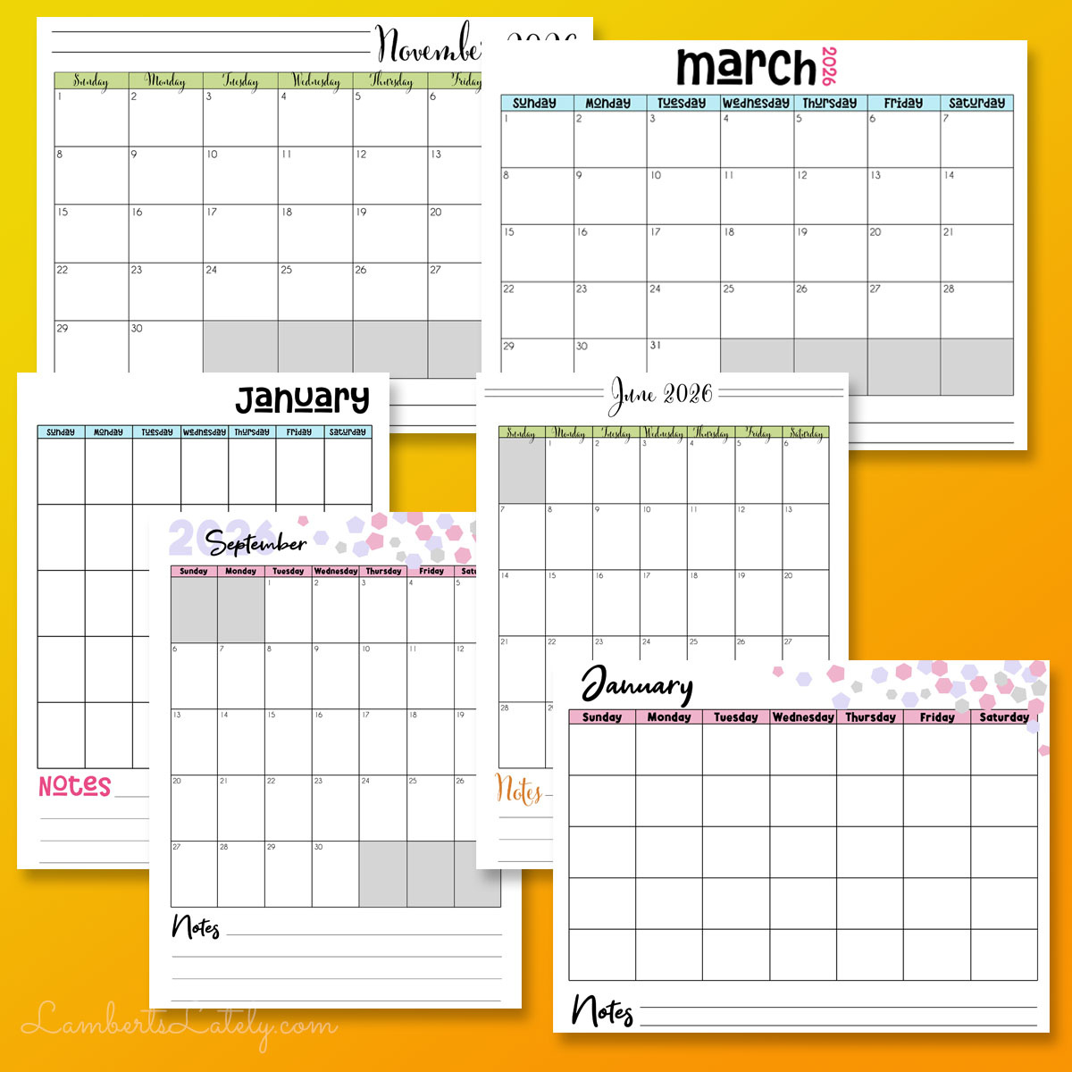 12 Free Printable Calendars For 2026 | Lamberts Lately regarding 8.5X11 2026 Calendar Printable Free