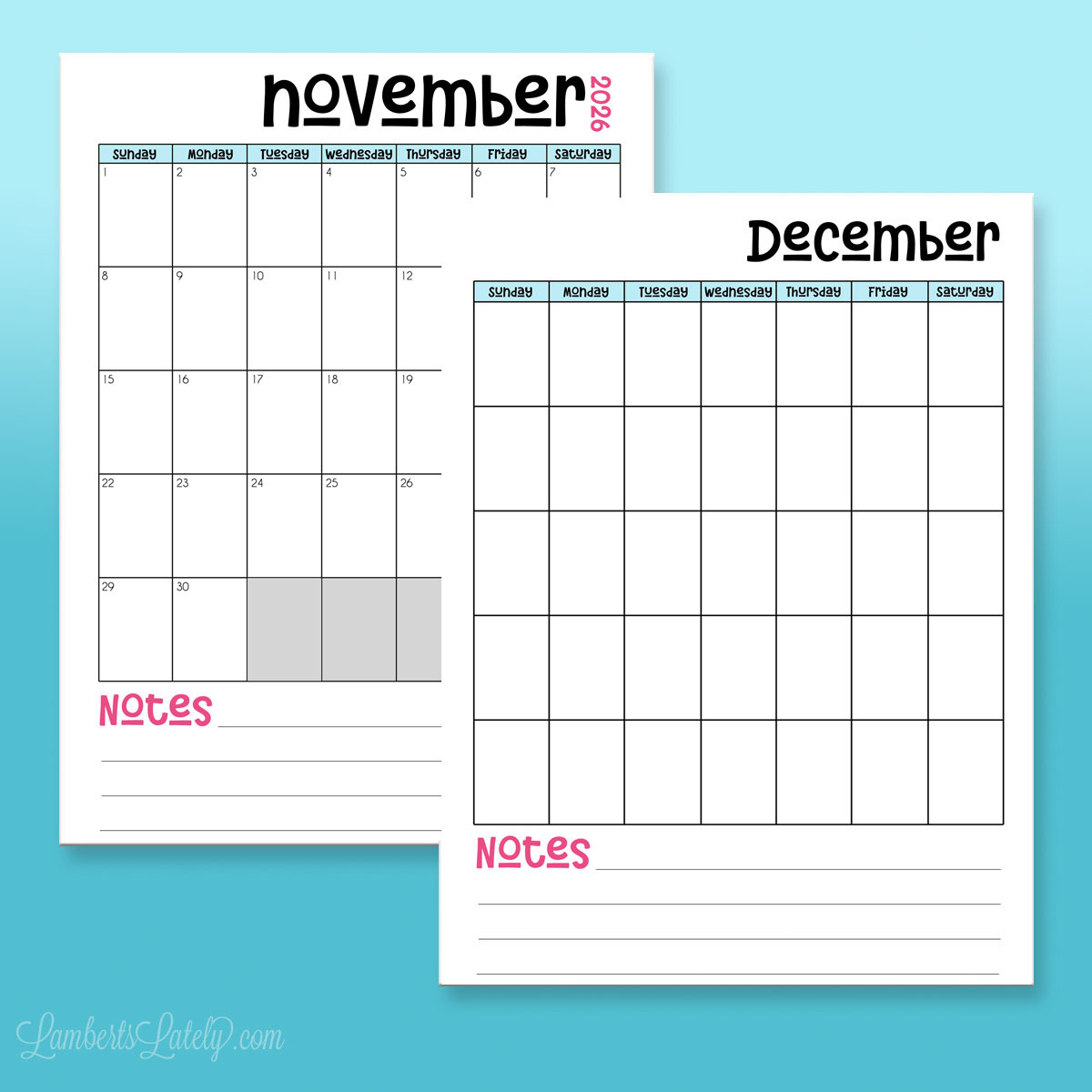 12 Free Printable Calendars For 2026 | Lamberts Lately with 8.5x11 2026 Calendar Printable Free