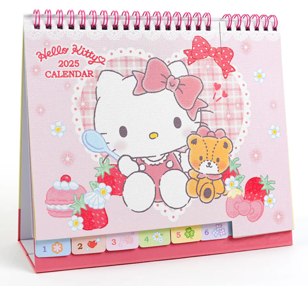 2025-2026 Sanrio Hello Kitty Cat Desk Top Calendar Schedule pertaining to Hello Kitty Desk Calendar 2026