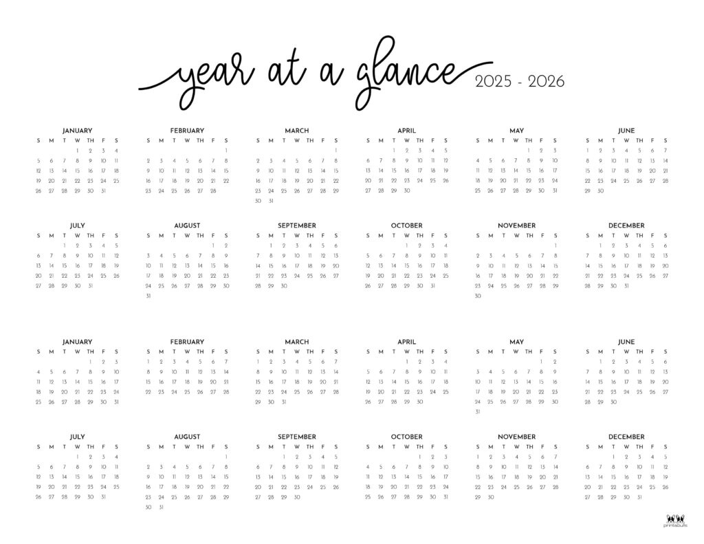 2025-2026 Two Year Calendars - 10 Free Cals | Printabulls intended for 2025 2026 Calendar Printable