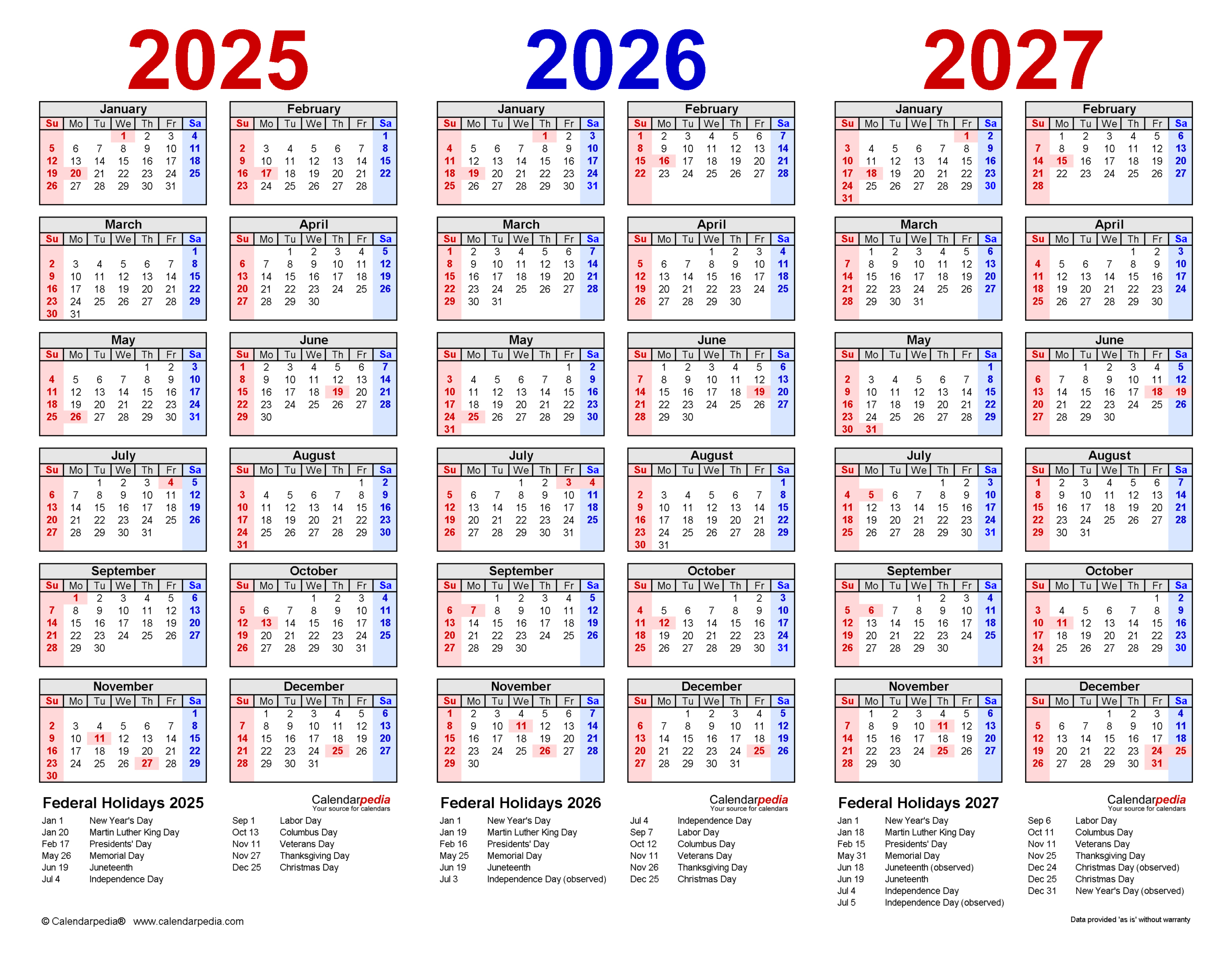2025-2027 Three Year Calendar - Free Printable Pdf Templates intended for Printable 3 Year Calendar 2025 2026 2027
