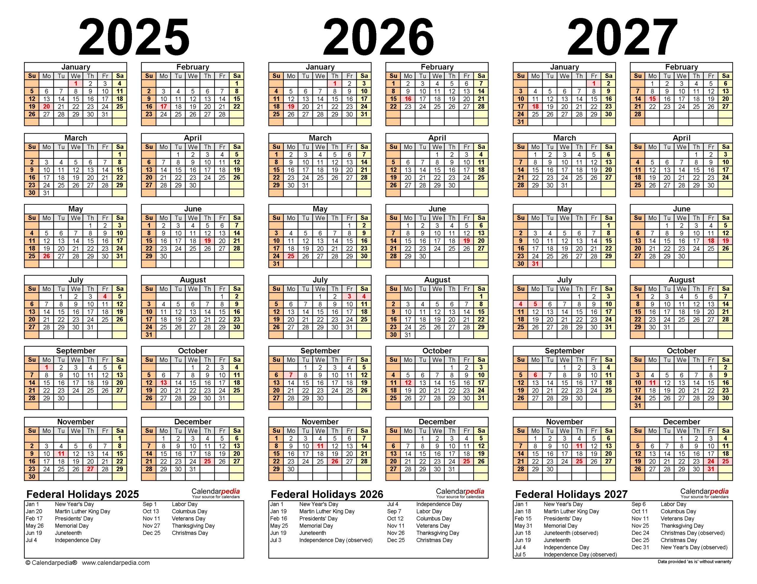 2025-2027 Three Year Calendar - Free Printable Pdf Templates with Printable 3 Year Calendar 2025 2026 2027
