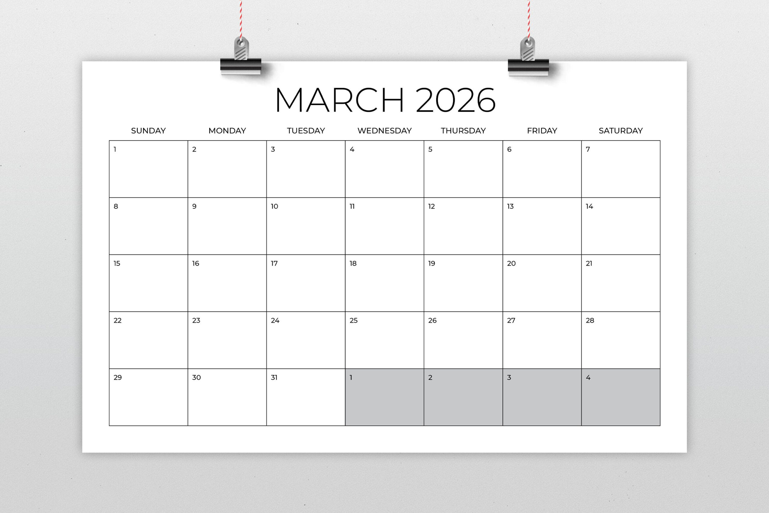 2026 11 X 17 Inch Calendar Template | Instant Download Thin Sans pertaining to 2026 Calendar Printable 11X17