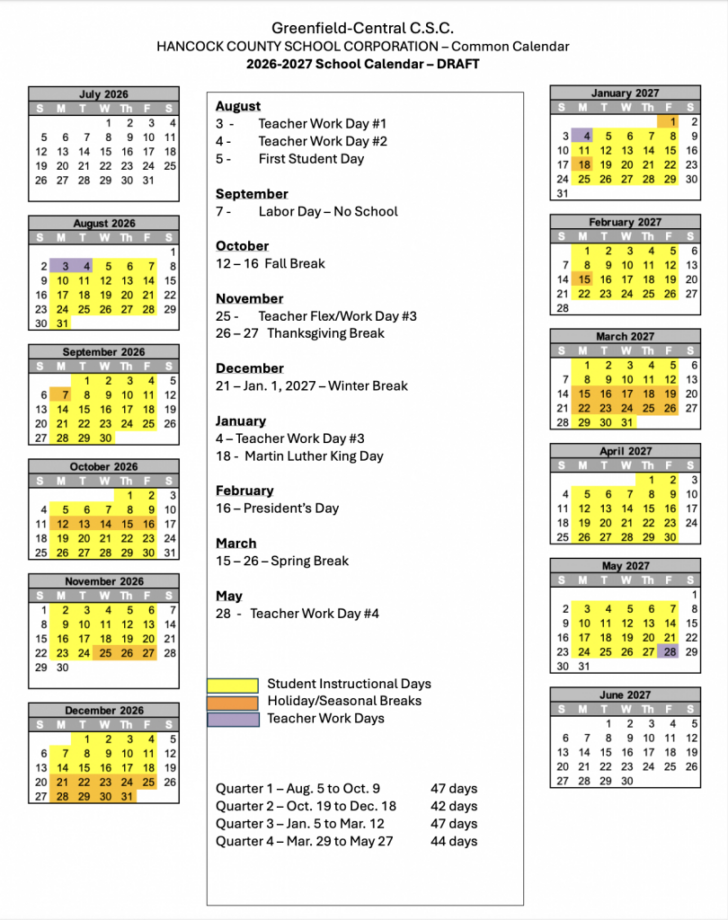 HHH School Calendar 2026 – 2027 HHH School Calendar 2026 – 2027
