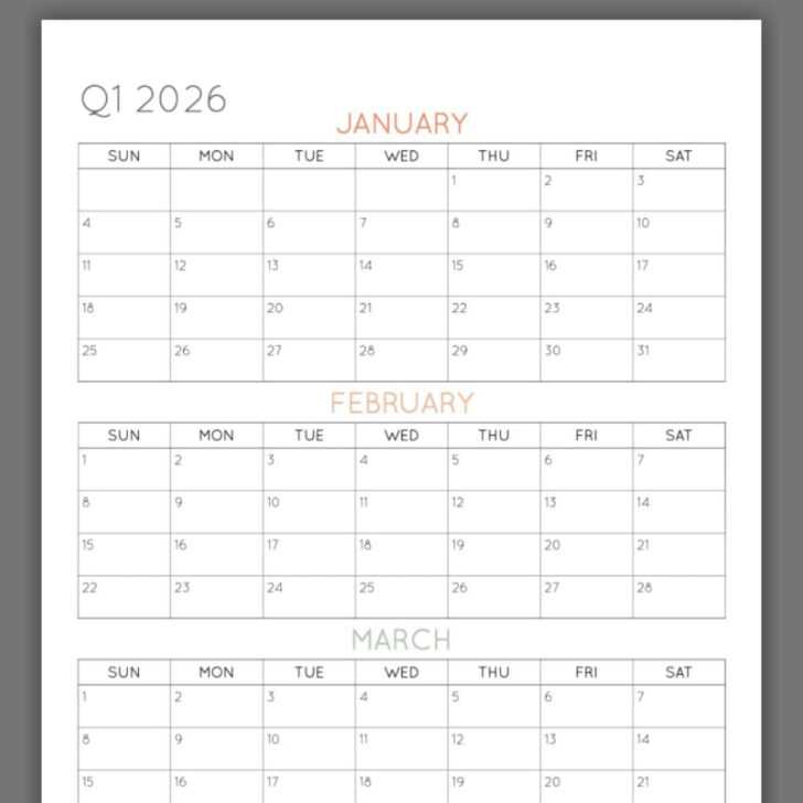 2026 Quarterly Calendar Printable 2026 Quarterly Calendar Printable