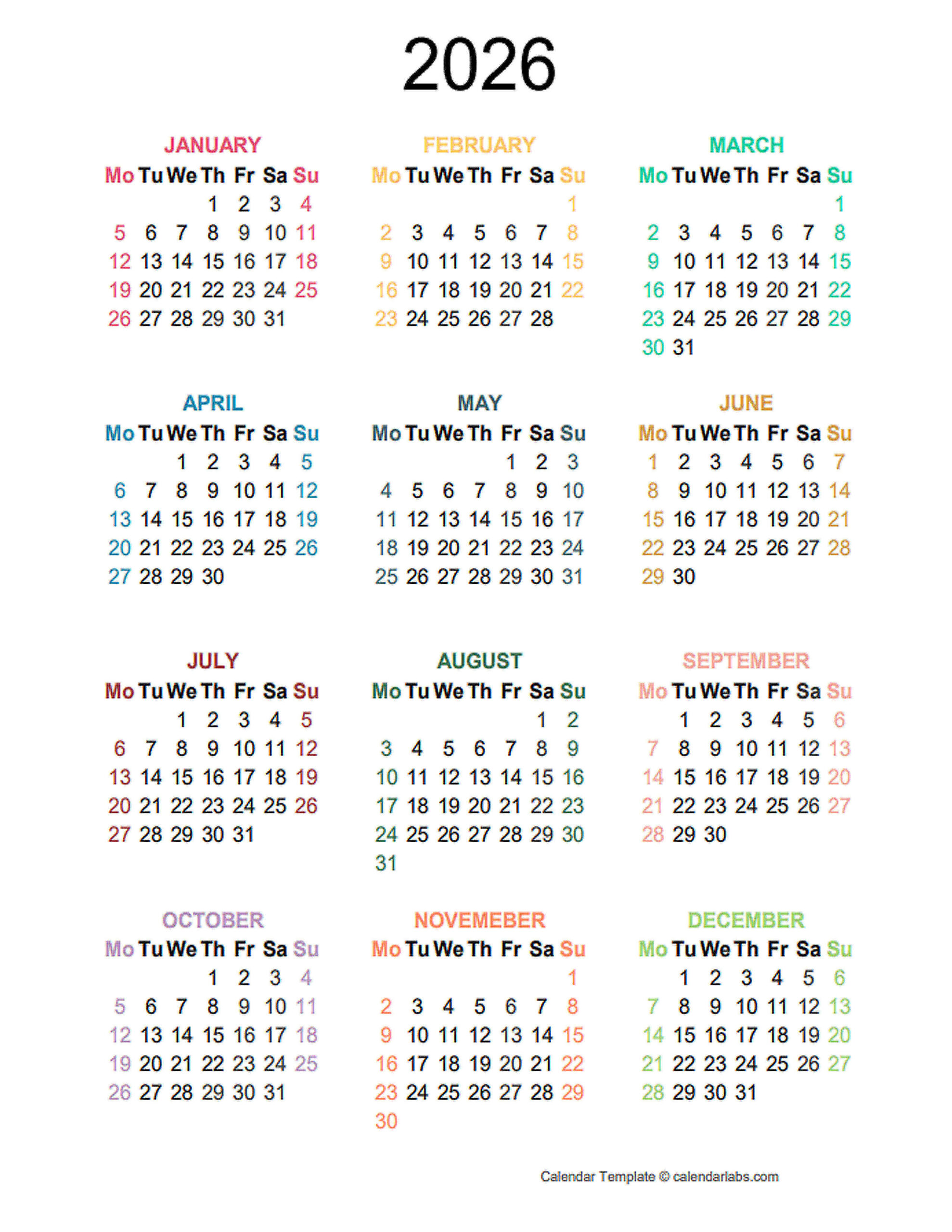 2026 Annual Calendar - School Academic Calendar with regard to Calendar Labs 2026 Printable Calendar