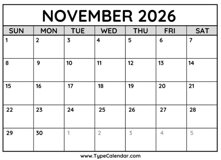 General Blue Free Printable 2026 Calendar