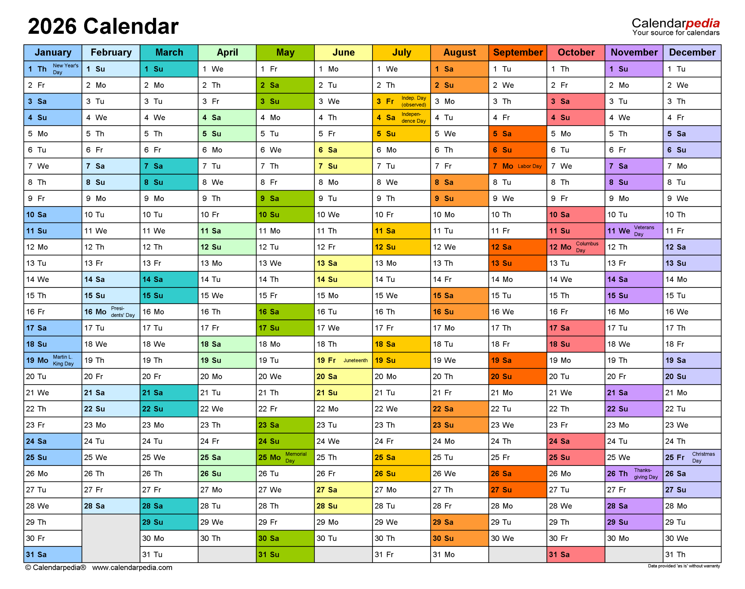 2026 Calendar - Free Printable Excel Templates | Calendarpedia within Yearly Event Calendar 2026