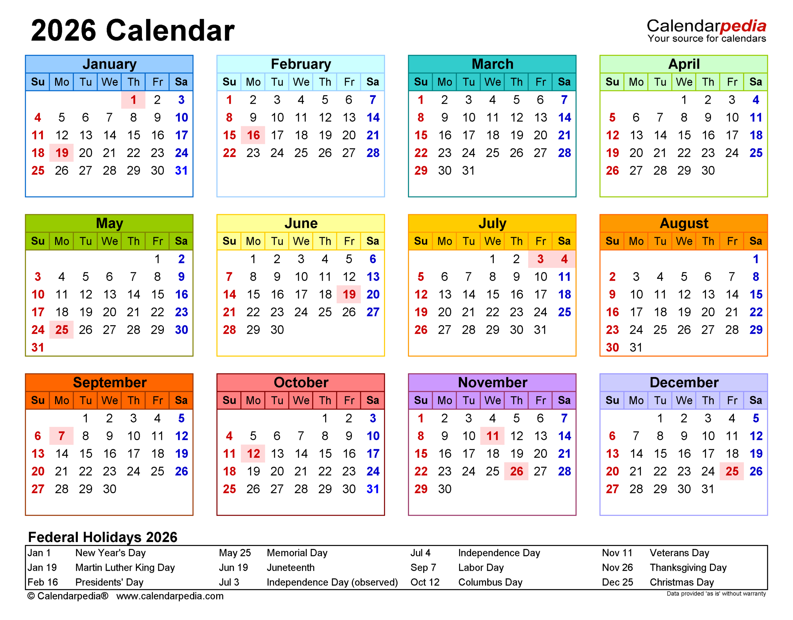 2026 Calendar - Free Printable Pdf Templates | Calendarpedia regarding 2026 Calendar Printable Calendarpedia