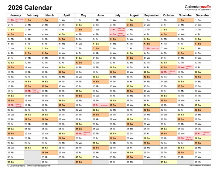 Free Printable 2026 Attendance Calendar