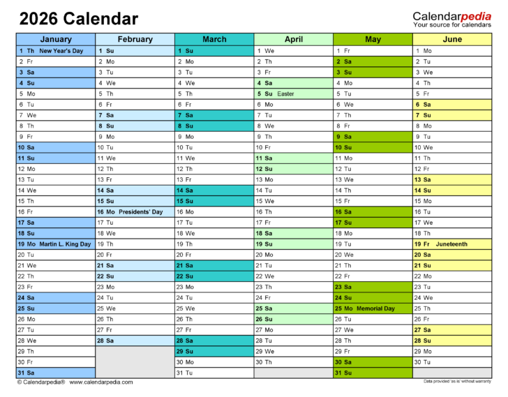 Printable 8×10 2026 Calendar