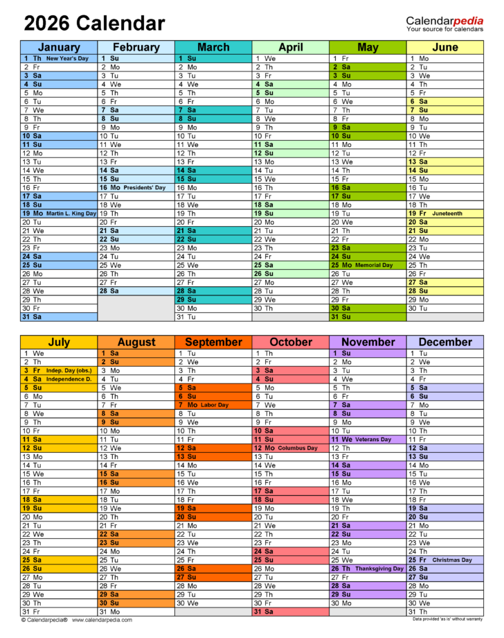 2026 Attendance Calendar Template