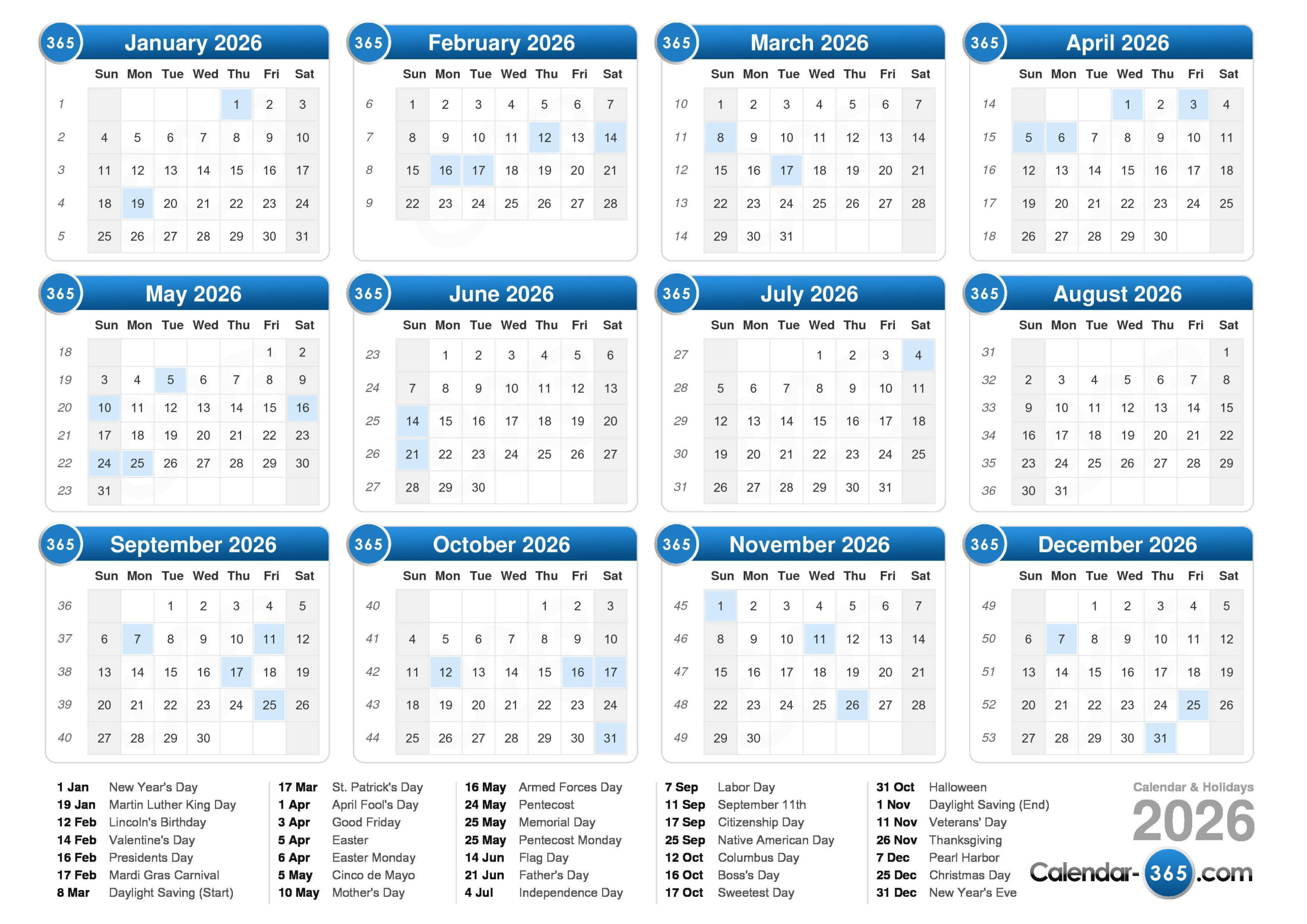 2026 Calendar inside 2026 Calendar Printable 365