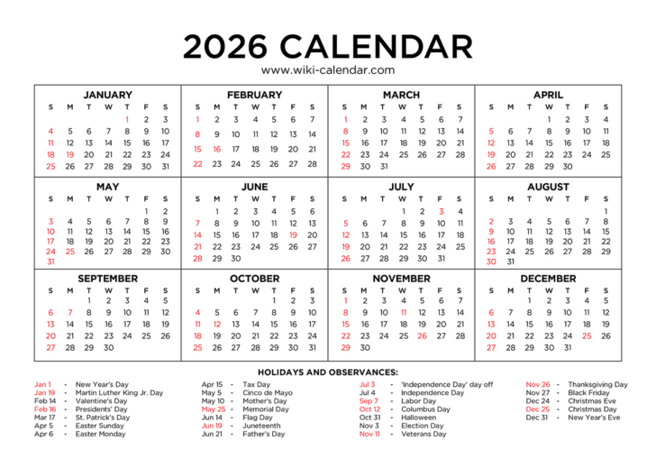 Absence Calendar 2026 Free Download