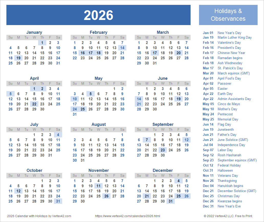 2026 Calendar Templates And Images intended for 2026 Calendar Printable No Download