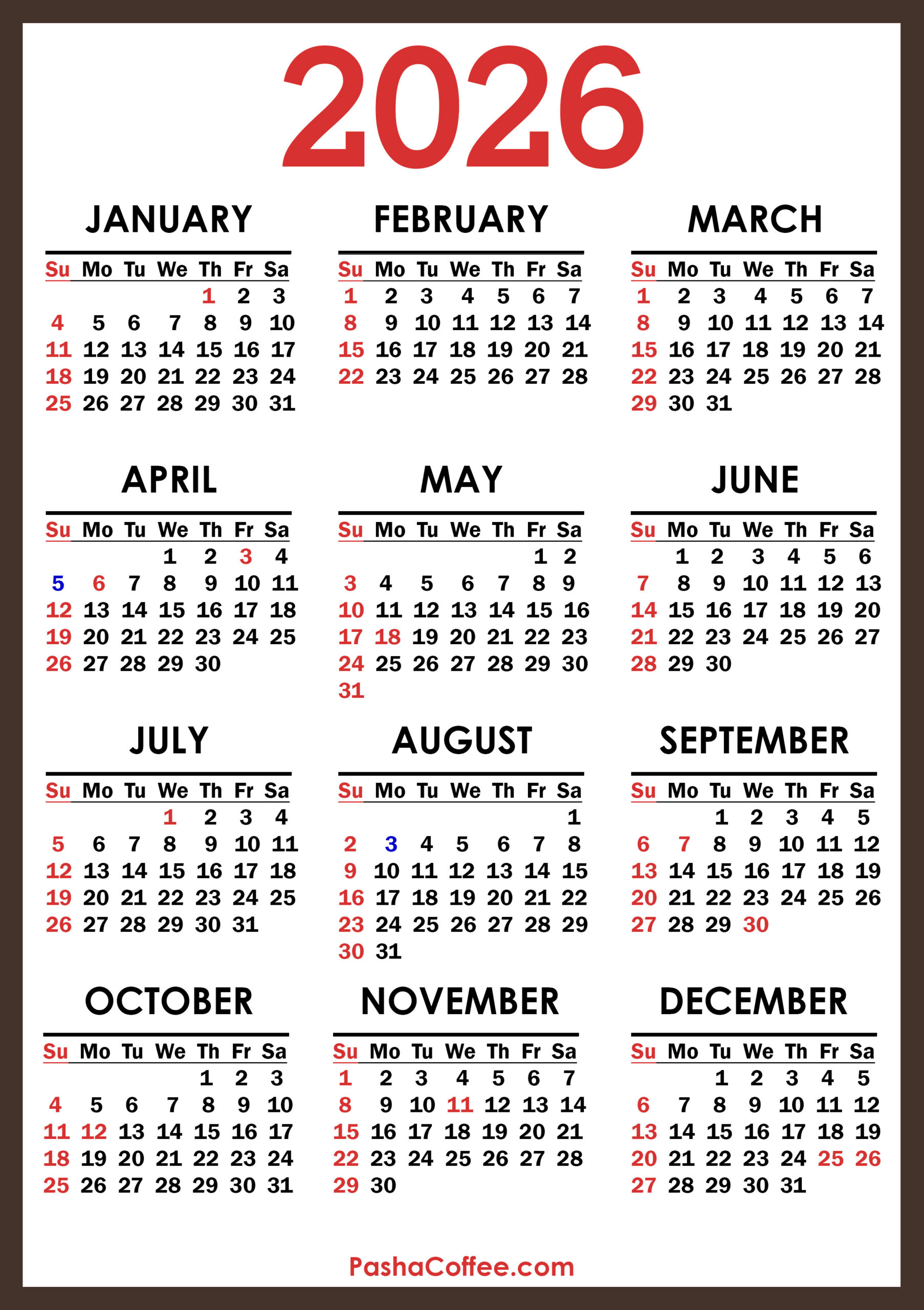 2026 Calendar With Canada Holidays, Printable Free, Vertical pertaining to 2026 Calendar Printable with Holidays Canada