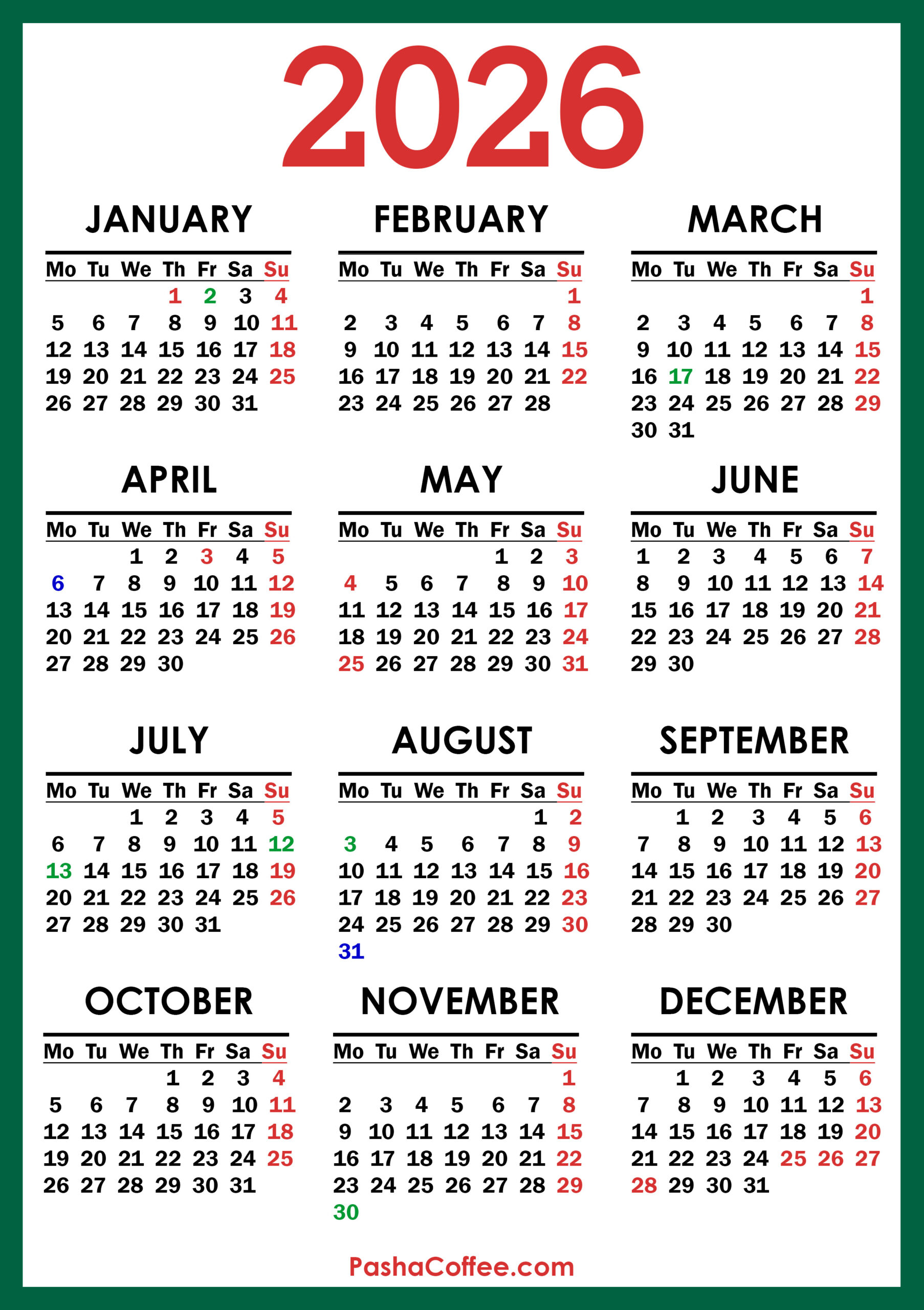 2026 Calendar With Uk Holidays, Printable Free, Vertical pertaining to 2026 Calendar UK with Bank Holidays Printable