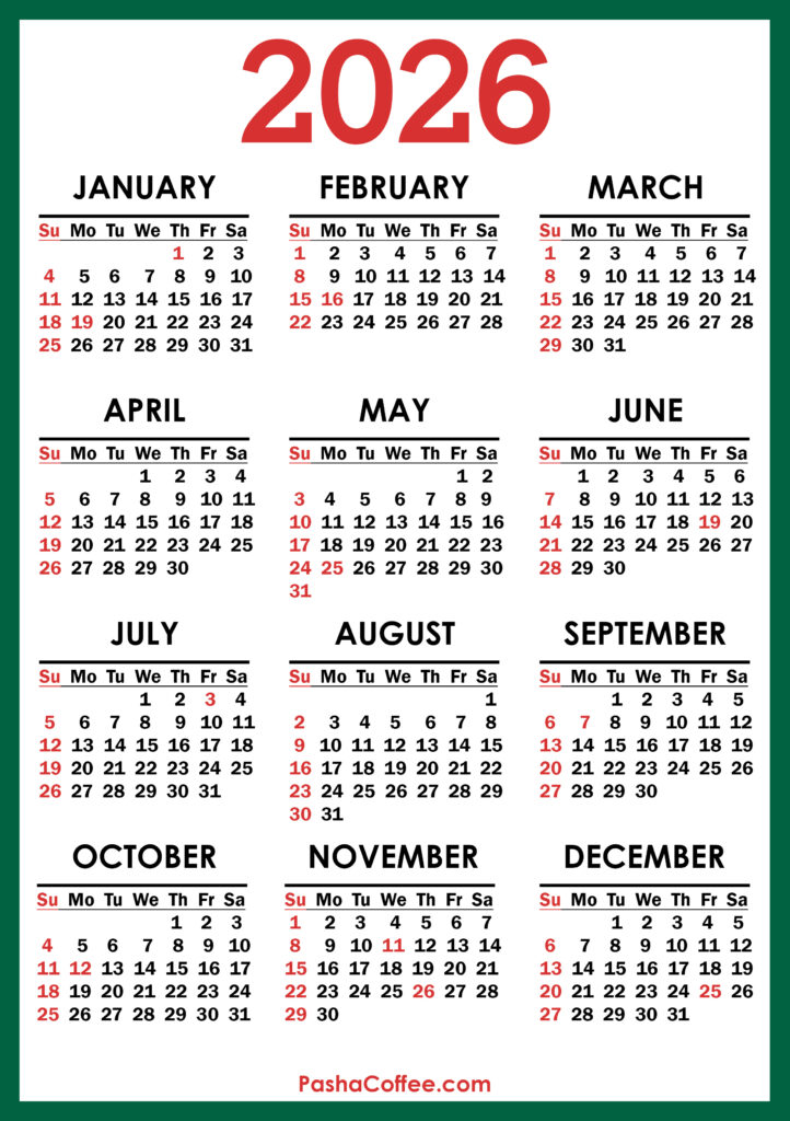 Free Printable 2026 Calendar with Holidays Us | Calendar 2025