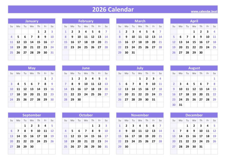 2026 Calendar Printable Landscape
