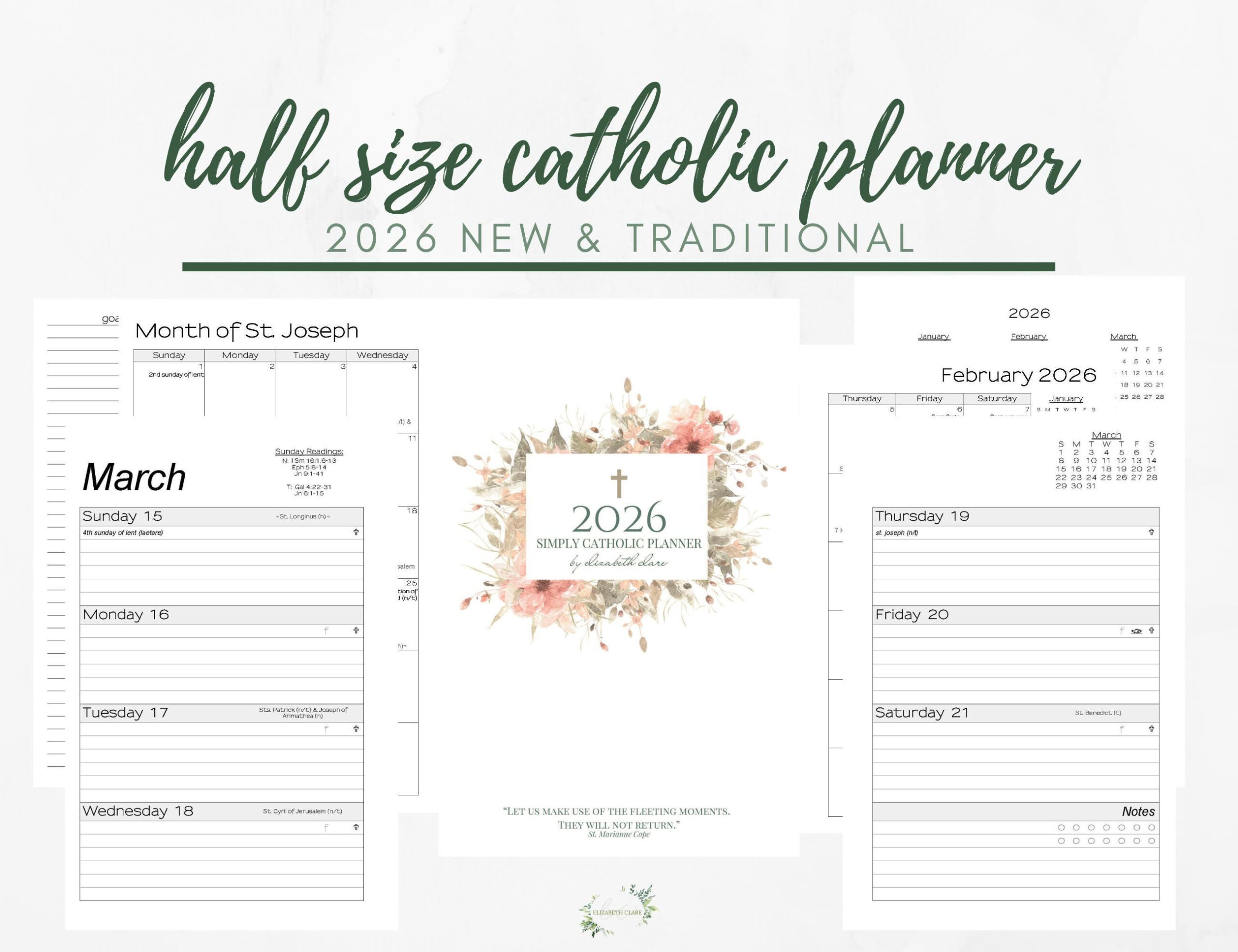 2026 Catholic Planner Half-Size Printable Pdf: Simply Catholic pertaining to Catholic Planning Calendar 2026