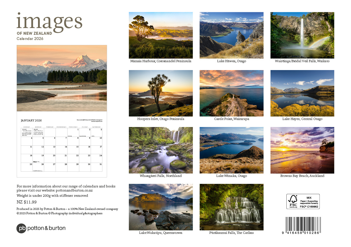 2026 Images Of New Zealand Calendar - Potton &amp;amp; Burton with Printable Calendar 2026 New Zealand