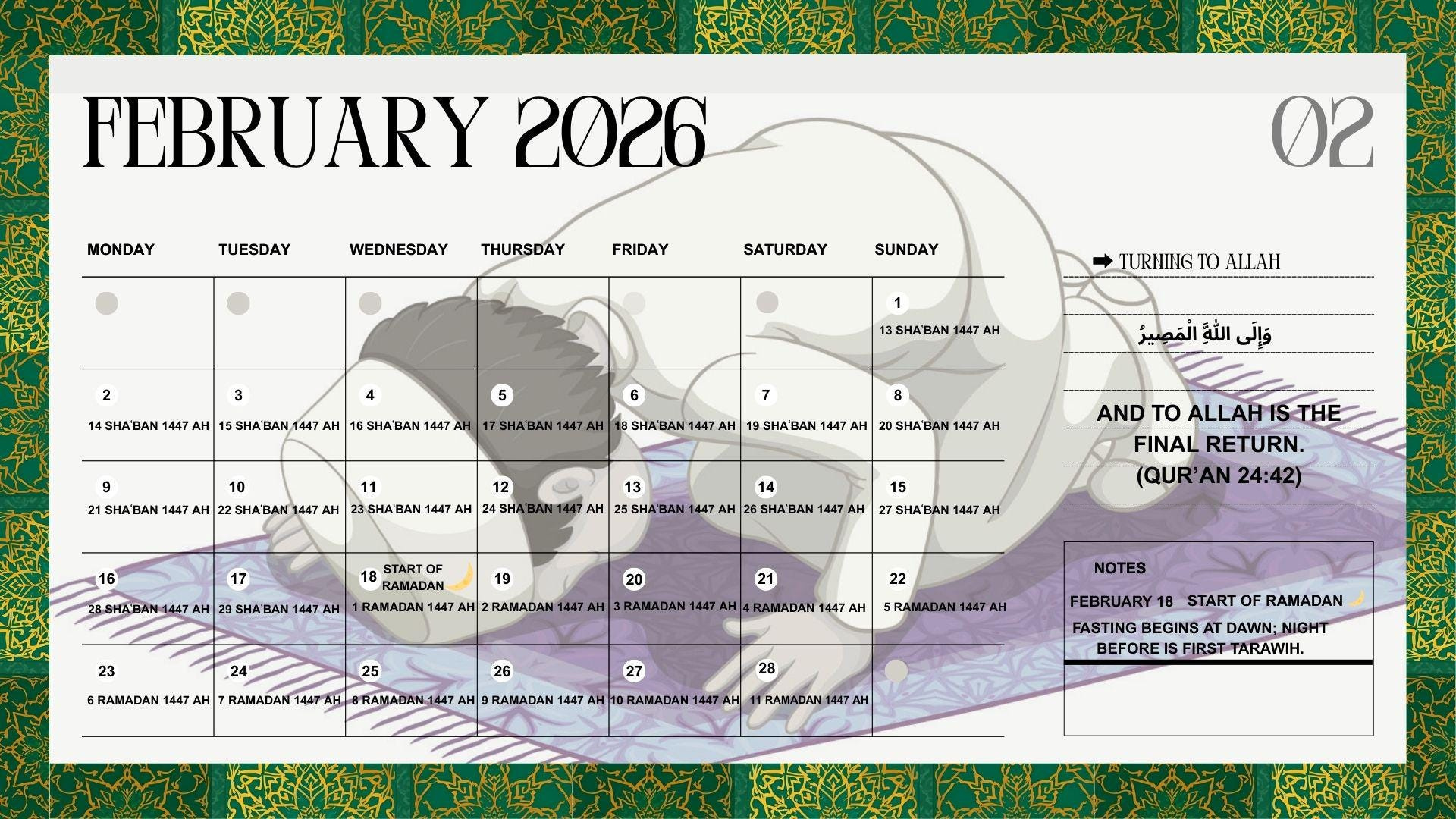 2026 Islamic Hijri Calendar: Muslim Prayer &amp;amp; Ramadan Planner in Islamic Calendar 2026 Muis