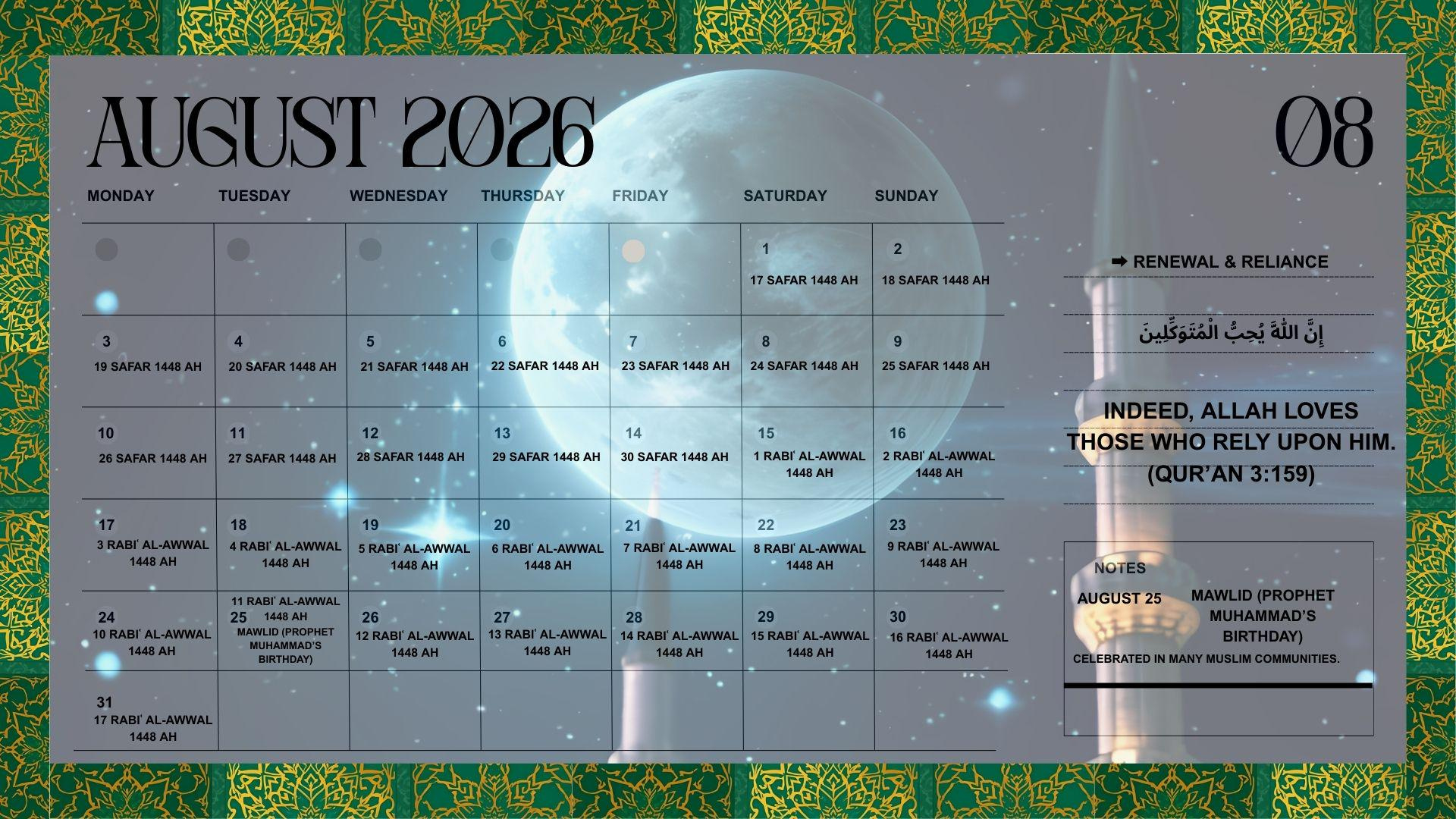 2026 Islamic Hijri Calendar: Muslim Prayer &amp;amp; Ramadan Planner throughout Islamic Calendar 2026 Muis