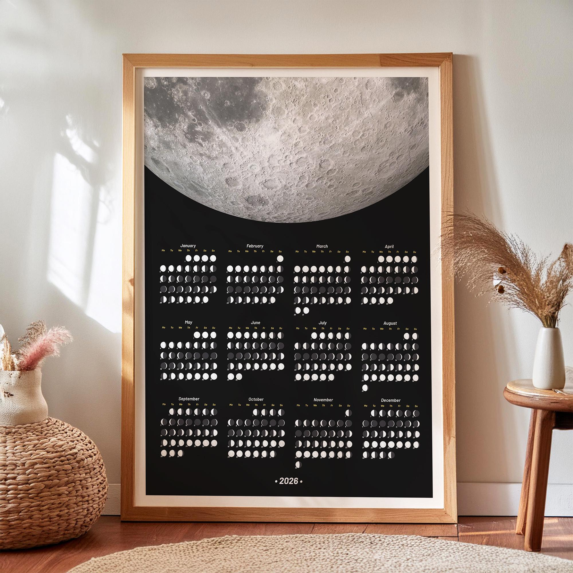 2026 Moon Calendar With Monthly Layout, Monday Starting - Etsy inside Full Moon Calendar 2026 Australia