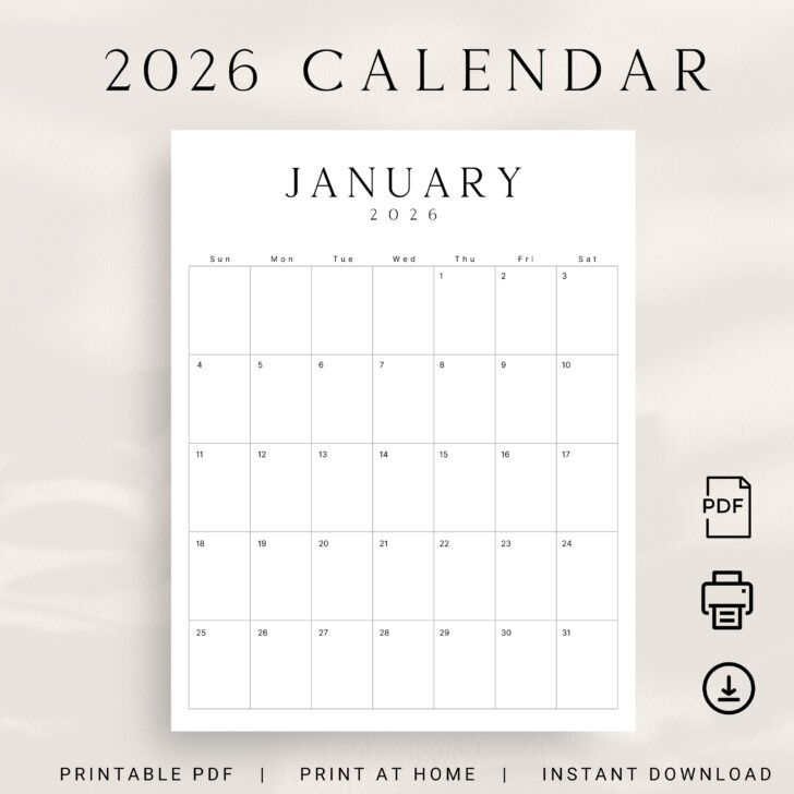 2026 Calendar Printable Portrait