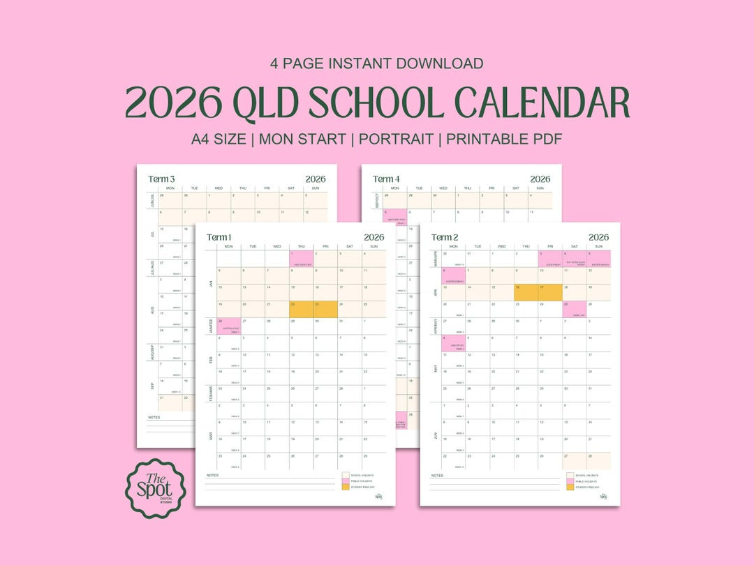 2026 Queensland School Calendar: Term Planner For Students within 2026 School Calendar Qld Printable