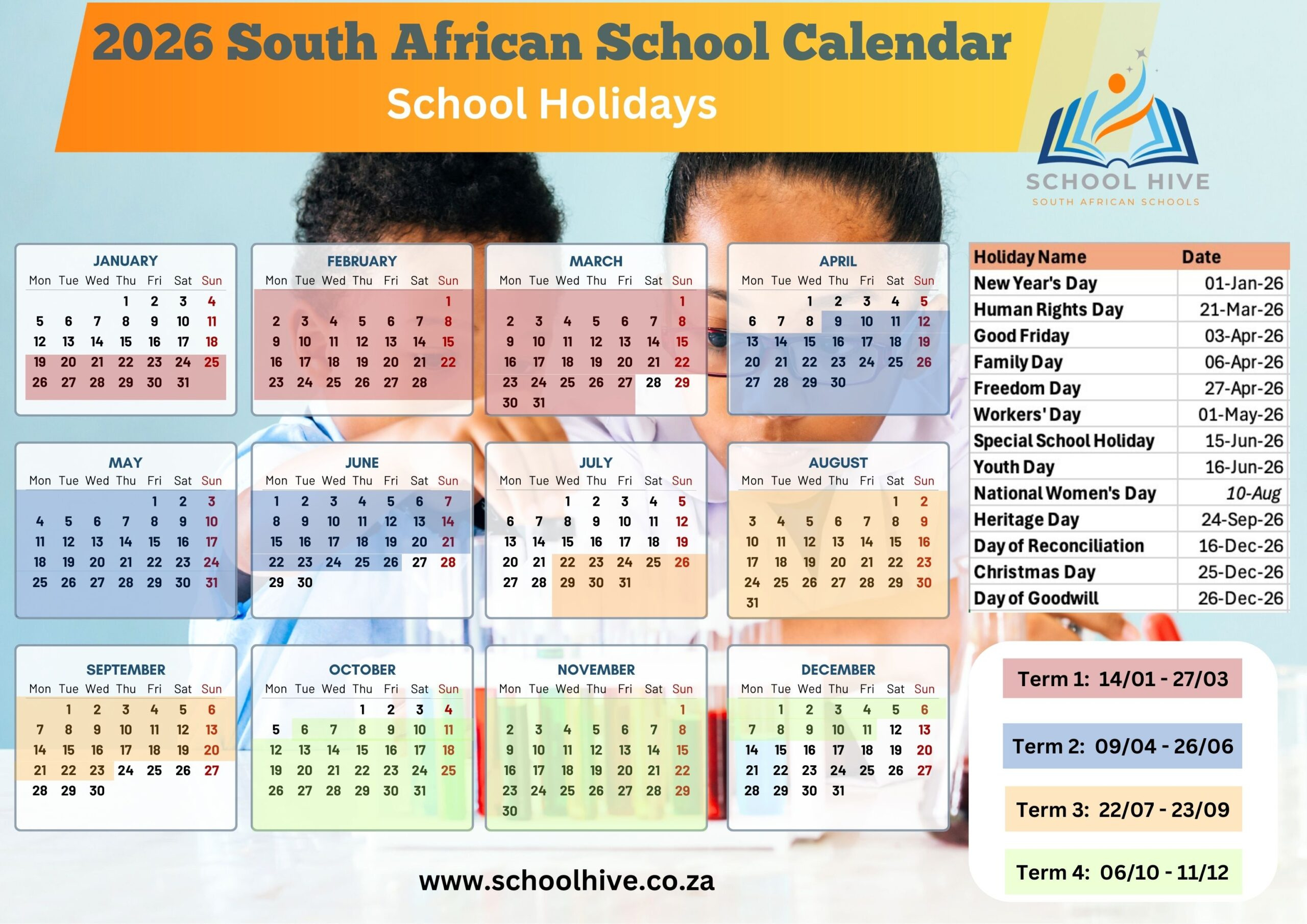 2026 School Calendar South Africa (Printable Pdf &amp;amp; Term Dates) for 2026 School Calendar South Africa Printable