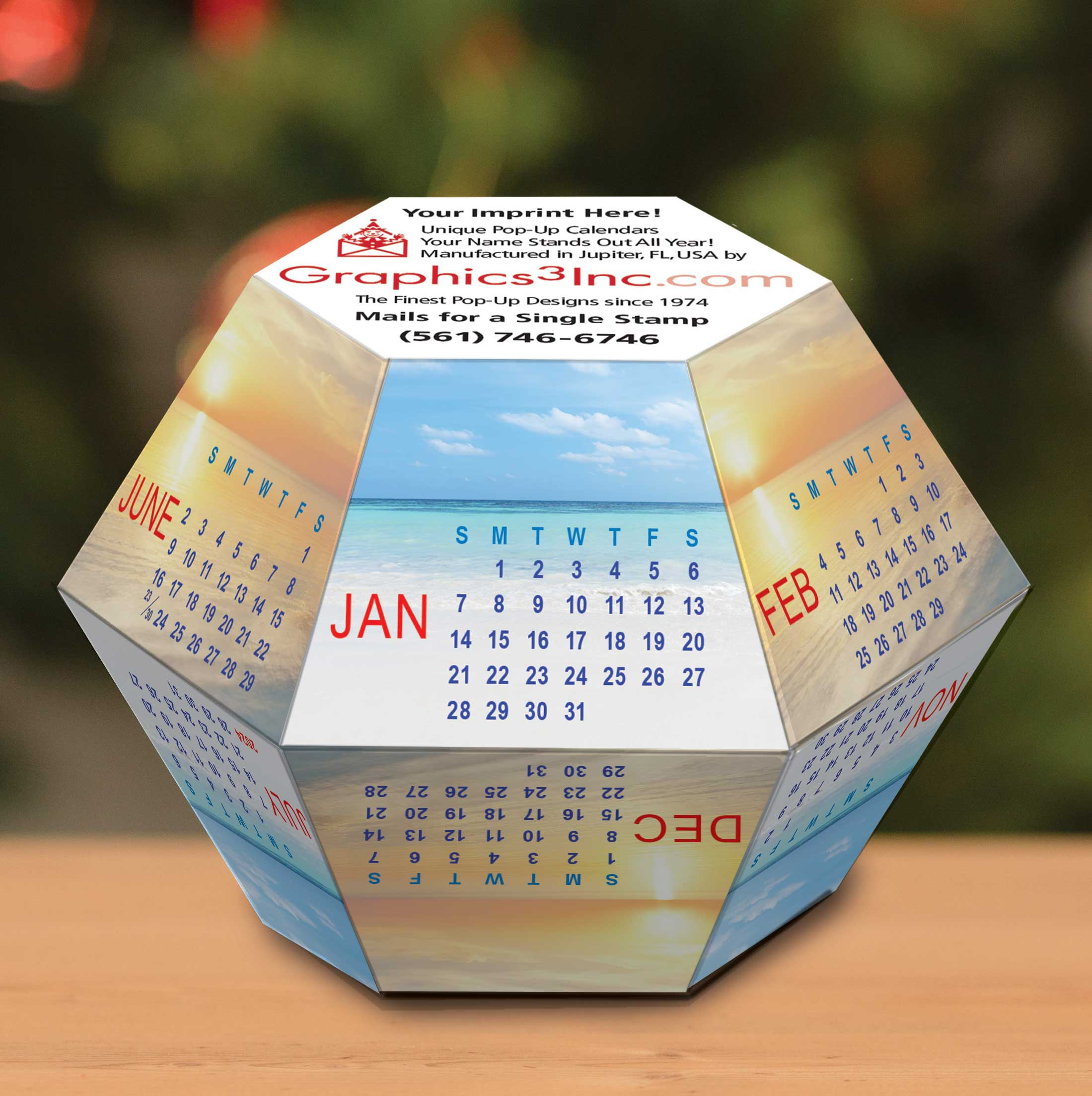 2026 Sky And Water Pop-Up Calendars - Graphics3 Inc for 2026 Calendar Printable Dodecahedron Free