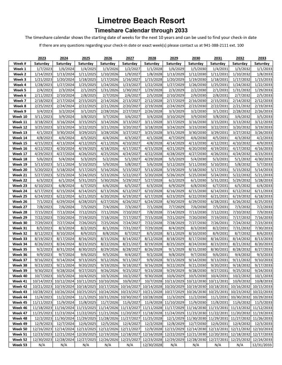 2026 Timeshare Calendar - Printable in Timeshare 2026 Calendar Printable