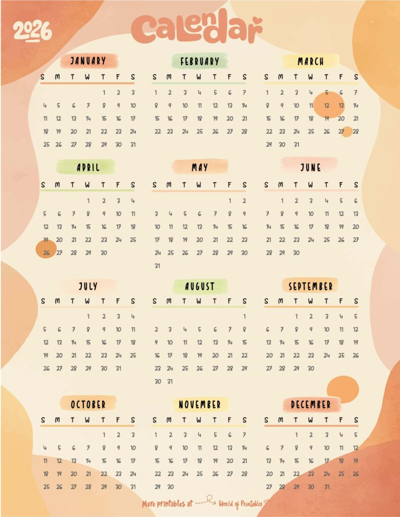 2026 Year Calendars - 160 Free Styles To Download - World Of for 2026 Calendar Printable Aesthetic