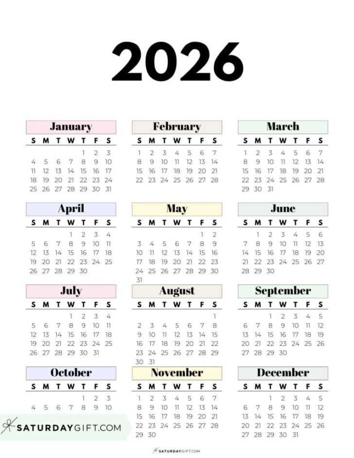 2026 Calendar Printable with Holidays Cute