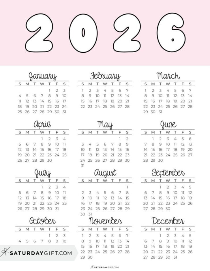 Yearly Overview 2026 Calendar