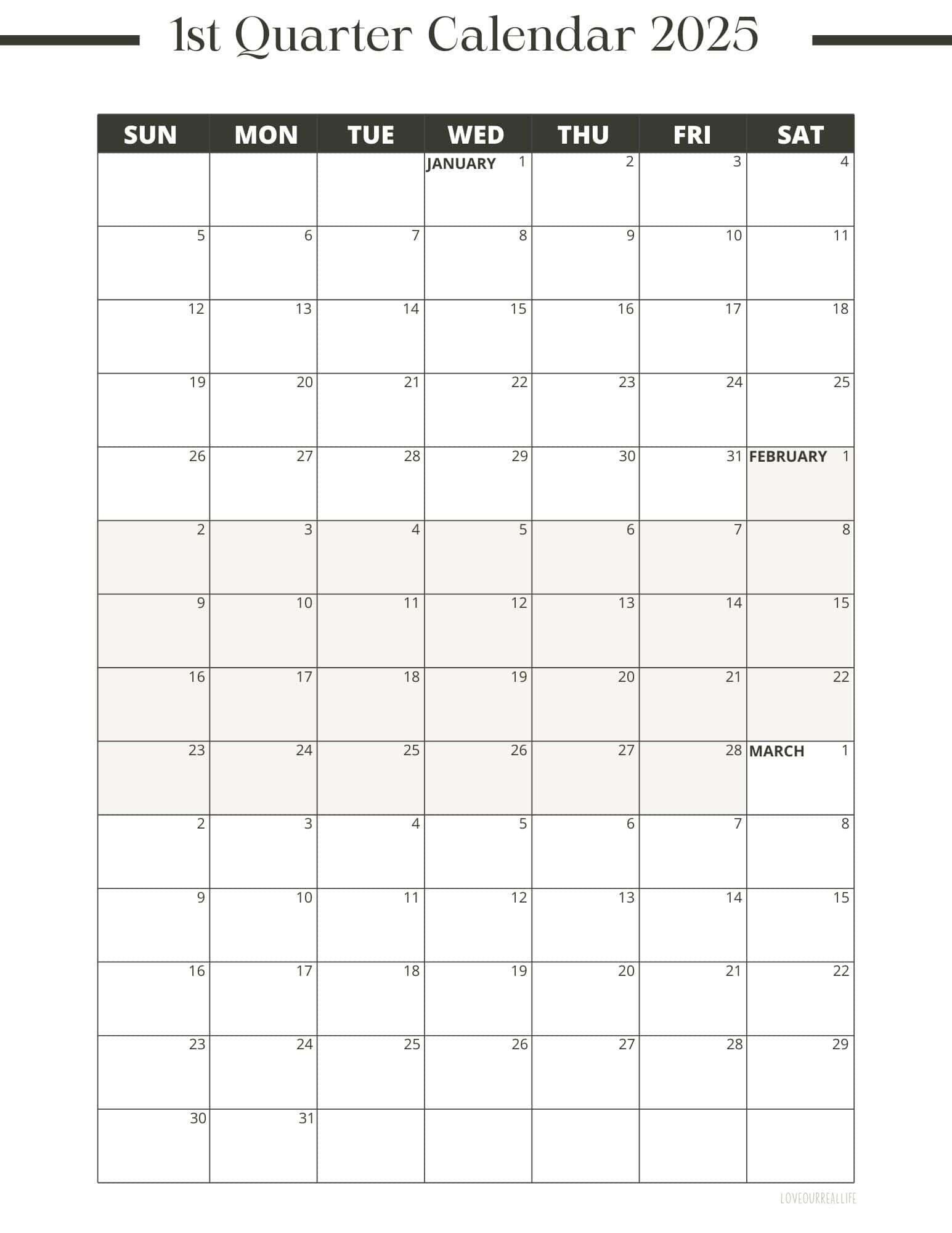 3 Month Calendar Printables: 2025 And 2026! ⋆ Love Our Real Life in 3 Month Printable Calendar 2025 - 2026