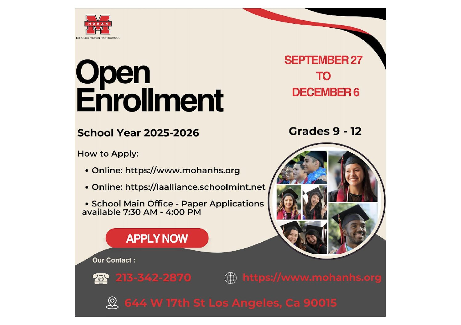 Alliance Dr. Olga Mohan High School within High School Enrollment 2026