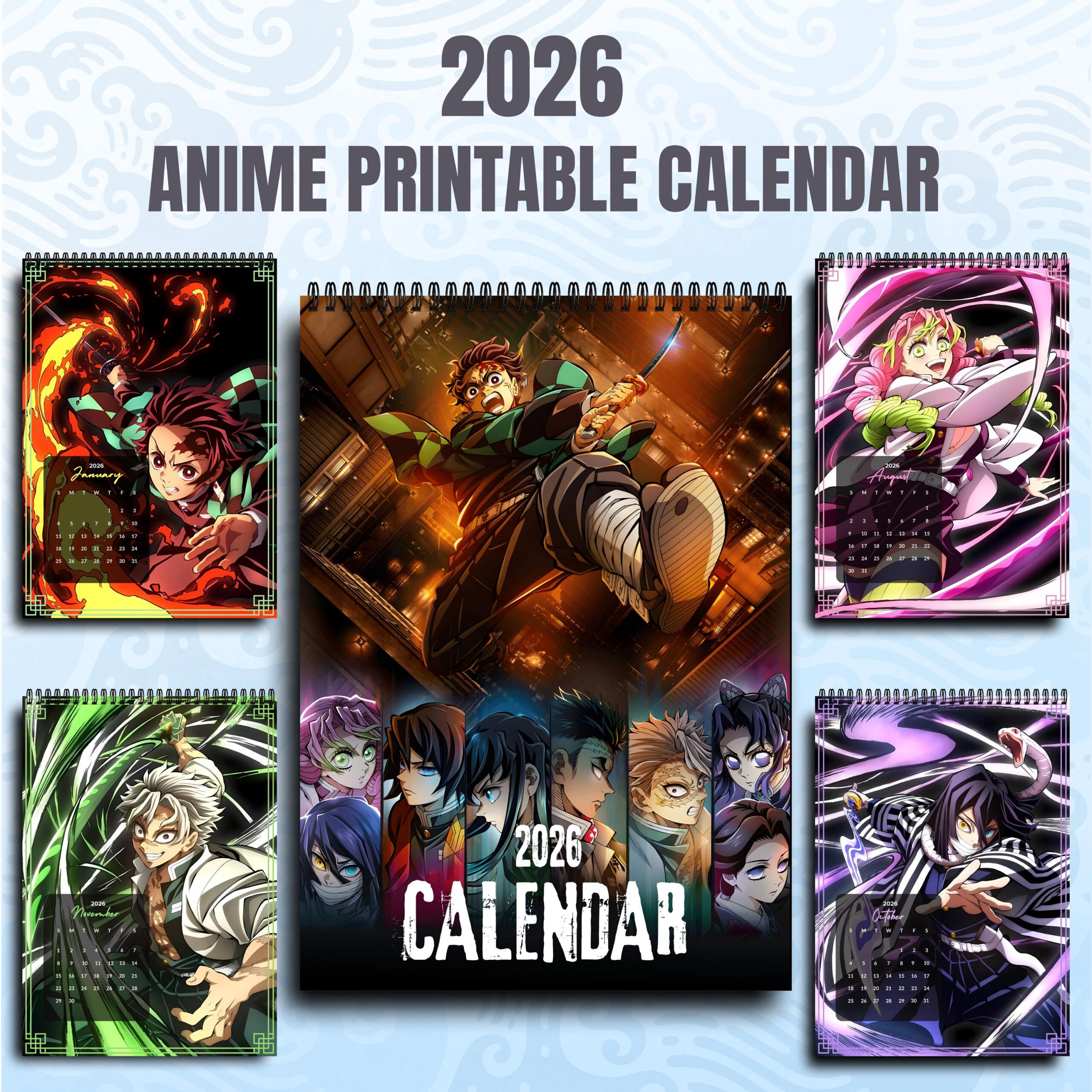 Anime Calendar 2026 Demon Slayer Printable Pdf (Digital Download with Anime Calendar 2026 Schedule