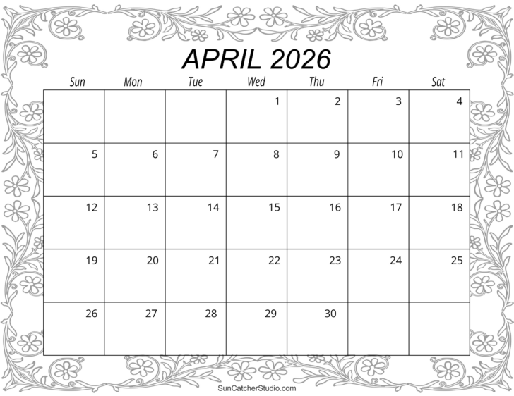 2026 Calendar Printable April